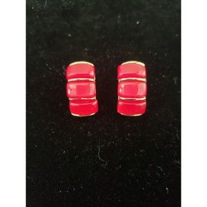 Vintage Lisner Clip on Earrings Red Plastic Lucite Retro